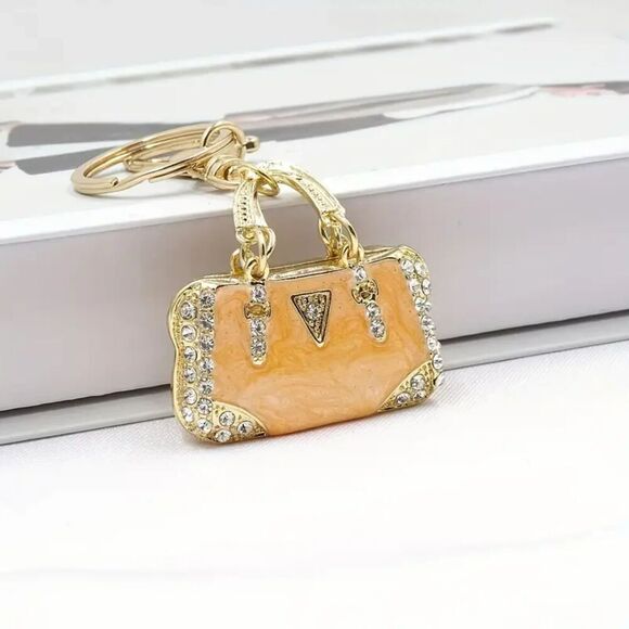 NWOT - Enamel Pink and Gold Tone Mini Handbag Purse Charms - Picture 13 of 16